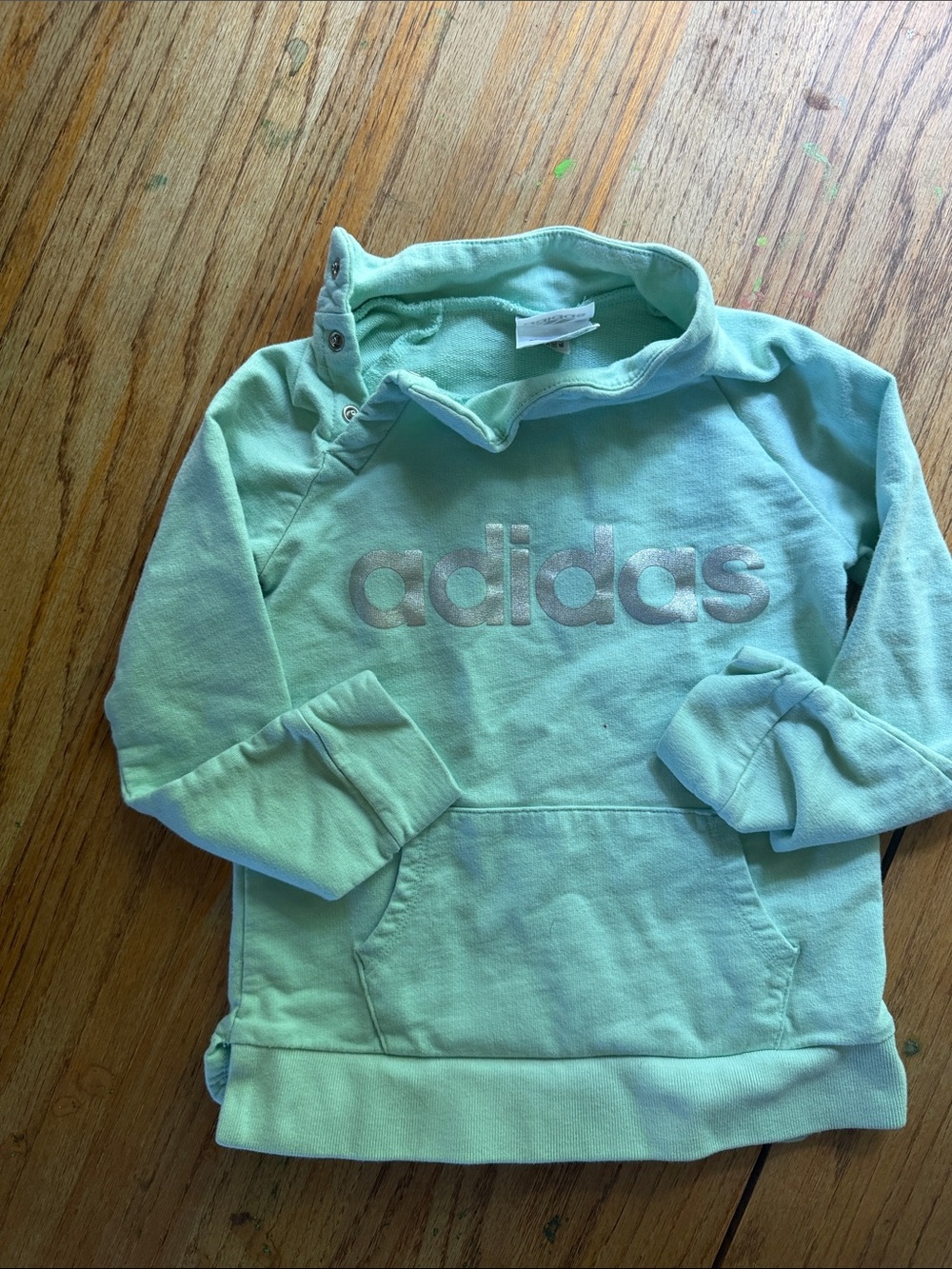adidas Mint Green Girls Pullover Hoodie with Logo